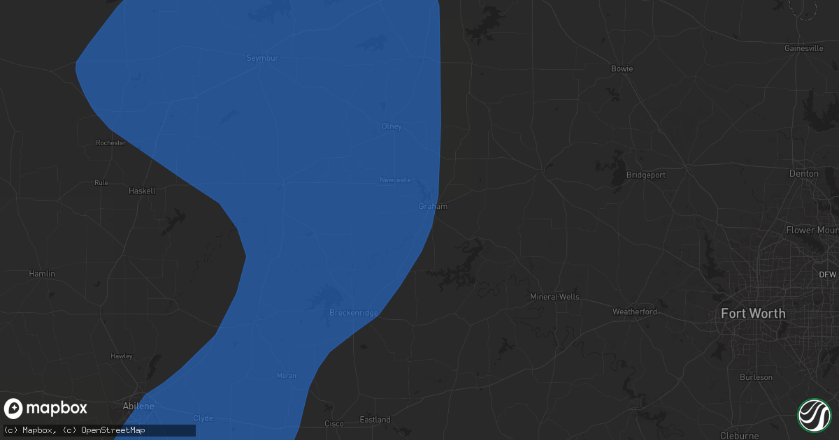 Hail Map in Graham, TX on June 15, 2025 - HailTrace